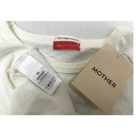 Mother The Sleep Over Tee Women Size M White New Cherry Never Mind T-Shirt - Picture 8 of 11